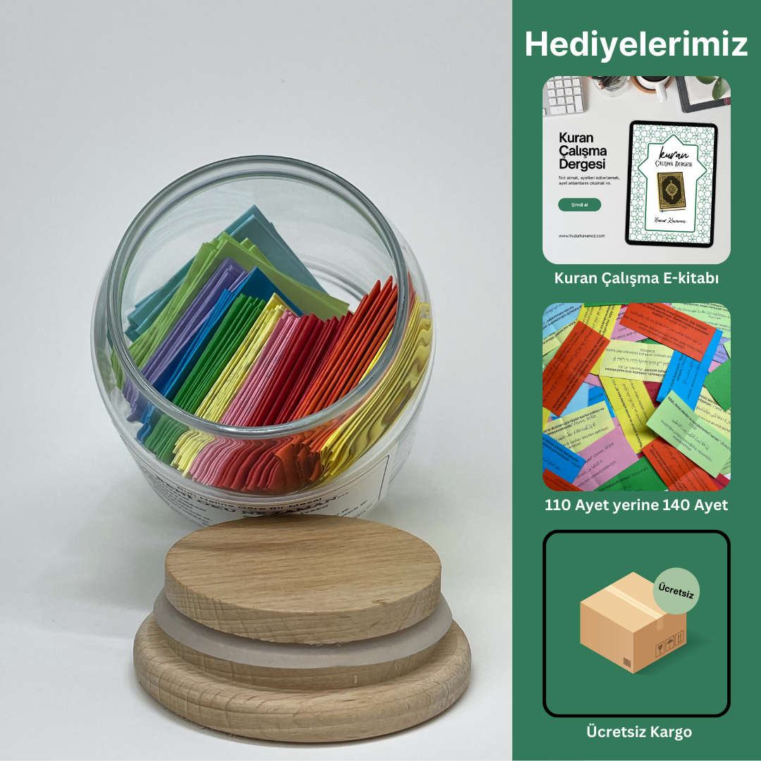 Nurhanem™ Huzur Kavanozu – 140 Ayet – 10 Renkli 🌿