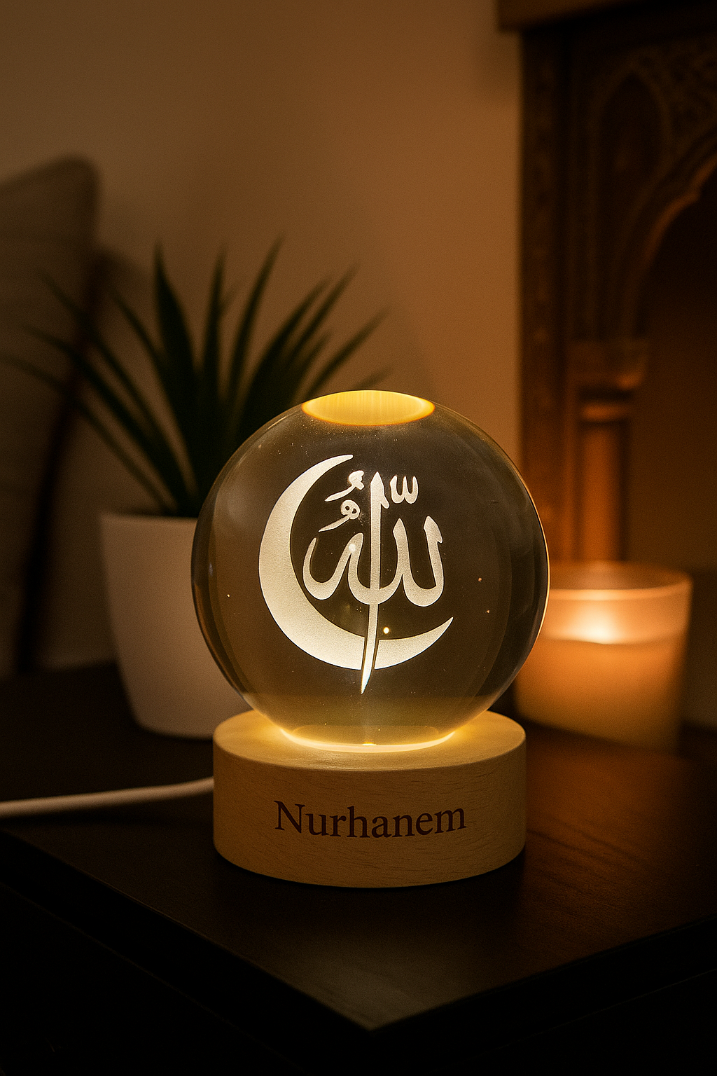 Nurhanem™ – Manevi Işıklı Kristal Küre ✨
